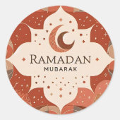 Terracotta Red Craft Ramadan Mubarak Runder Aufkleber (Vorderseite)