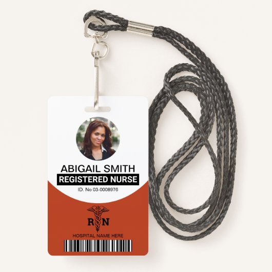 Terracotta Registered Krankenschwester caduceus Fo Ausweis (Vorderseite mit Schlüsselband)