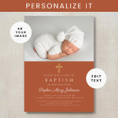 Terracotta Religious Cross Foto Taufe Einladung