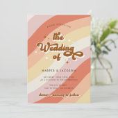 Terracotta Retro 70er Wedding Einladung (Stehend Vorderseite)