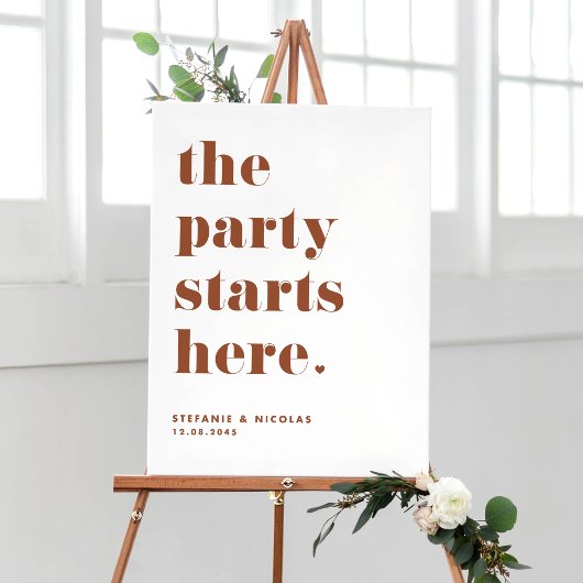 Terracotta Retro Bold Das Party beginnt hier Poster