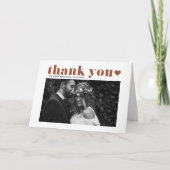 Terracotta Retro Bold Typografy Foto Wedding Dankeskarte (Vorderseite)