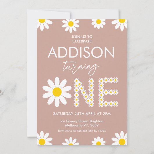 Terracotta Retro Girls Einladung (Vorderseite)