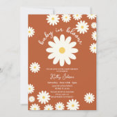 Terracotta Retro Groovy Baby in Blütendusche Einladung (Vorderseite)