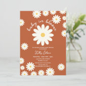 Terracotta Retro Groovy Baby in Blütendusche Einladung (Stehend Vorderseite)