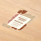 Terracotta Retro Groovy Boho Chic Floral Wedding Acryleinladungen (Ablage )