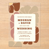 Terracotta Retro Groovy Boho Chic Floral Wedding Acryleinladungen (Vorderseite)