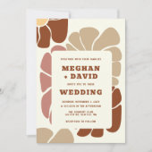 Terracotta Retro Groovy Boho Chic Floral Wedding Einladung (Vorderseite)