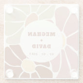 Terracotta Retro Groovy Boho Chic Floral Wedding Glasuntersetzer (Rückseite)