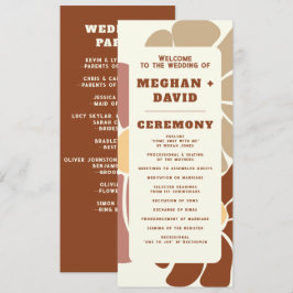 Terracotta Retro Groovy Boho Chic Floral Wedding Programm