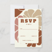 Terracotta Retro Groovy Boho Chic Floral Wedding RSVP Karte (Vorderseite)