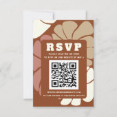 Terracotta Retro Groovy Boho Chic QR CODE RSVP Karte (Vorderseite)