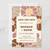 Terracotta Retro Groovy Boho Chic Save the Date Ankündigung (Vorderseite)