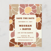 Terracotta Retro Groovy Boho Chic Save the Date Ankündigungspostkarte (Vorderseite)