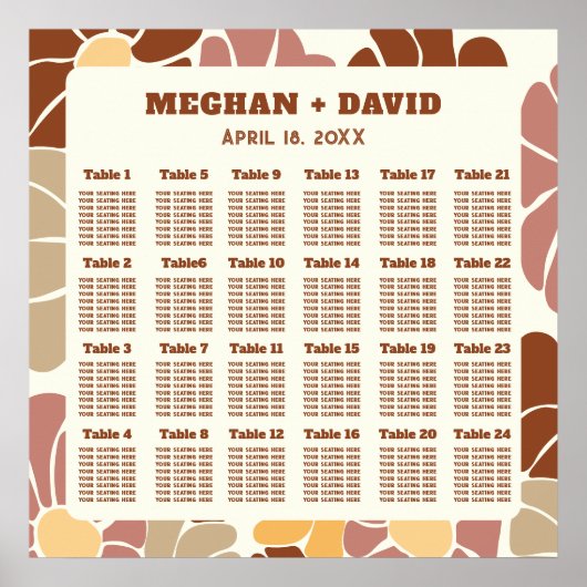 Terracotta Retro Groovy Boho Hochzeit Poster (Vorne)