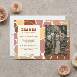 Terracotta Retro Groovy Boho Wedding Vielen Dank Postkarte