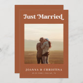 Terracotta Retro Just Married Eloped Ankündigung (Vorne/Hinten)