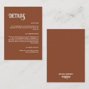 Terracotta Retro Thin Script Wedding Details Begleitkarte