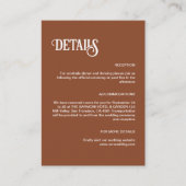 Terracotta Retro Thin Script Wedding Details Begleitkarte (Vorderseite)