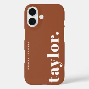 Terracotta Retro Typografie Personalisiert iPhone 16 Hülle