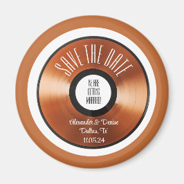 Terracotta-Retro-Vinyl-Platte Save the Date Magnet