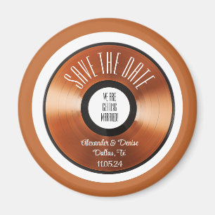 Terracotta-Retro-Vinyl-Platte Save the Date Magnet