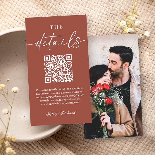Terracotta Romance QR Code Kleine Hochzeiten Detai Begleitkarte