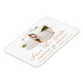 Terracotta Romantic Brushed Foto Save the Date Magnet (Linke Seite)