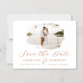 Terracotta Romantic Brushed Foto Save the Date Magneteinladung (Vorderseite)