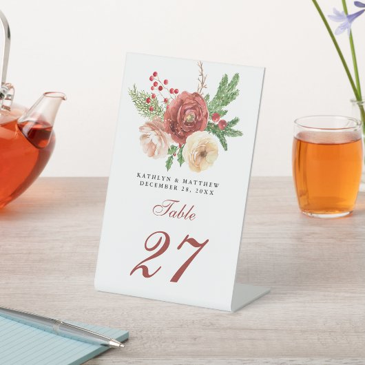 Terracotta Rosa Pink Pine Winter Wedding Sockelschild