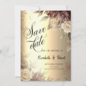 Terracotta-Rose Elegantes Gold-Script Save the Dat Save The Date (Vorderseite)