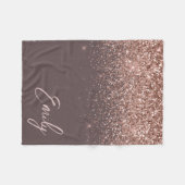 Terracotta Rose Gold Blush Pink Glitzer Monogram Fleecedecke (Vorderseite (Horizontal))