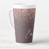 Terracotta Rose Gold Blush Pink Glitzer Monogram Milchtasse (Linke Ecke)