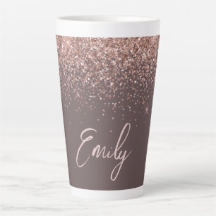 Terracotta Rose Gold Blush Pink Glitzer Monogram Milchtasse