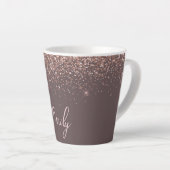 Terracotta Rose Gold Blush Pink Glitzer Monogram Milchtasse (Rechte Ecke)