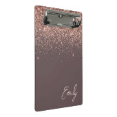 Terracotta Rose Gold Blush Pink Glitzer Monogram Mini Klemmbrett (Schrägansicht)
