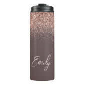 Terracotta Rose Gold Blush Pink Glitzer Monogram Thermosbecher (Vorderseite)