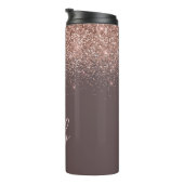 Terracotta Rose Gold Blush Pink Glitzer Monogram Thermosbecher (Nach rechts gedreht)