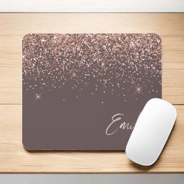 Terracotta Rose Gold - Rosa Glitzer Monogramm Mousepad