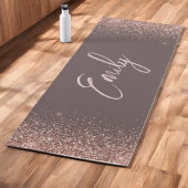 Terracotta Rose Gold - Rosa Glitzer Monogramm Yogamatte