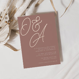 Terracotta | Rose Gold Script Monogram Wedding Folieneinladung