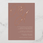 Terracotta | Rose Gold Script Monogram Wedding Folieneinladung (Vorderseite)