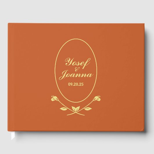 Terracotta-Rose Hochzeit Gästebuch (Vorderseite)