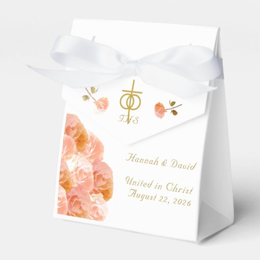 Terracotta Rose Katholische Hochzeit Geschenkschachtel (Vorderseite)