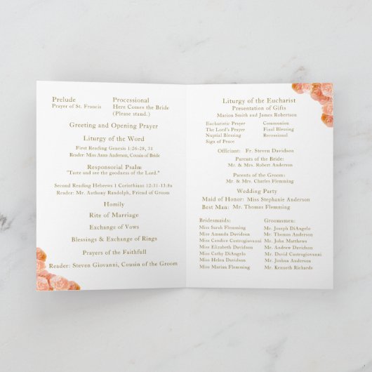 Terracotta Rose Katholische Hochzeit Programm (Innenseite)