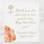 Terracotta Rose Katholische Hochzeit Weinetikett (Einzelnes Label)