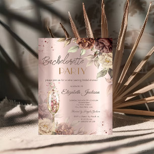 Terracotta Rose Wine Glass Junggeselinnen-Abschied Einladung