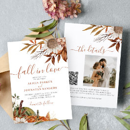 Terracotta Rost Blätter boho blumenreiche Hochzeit Einladung