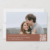 Terracotta Rost Foto Save the Date Karte (Rückseite)