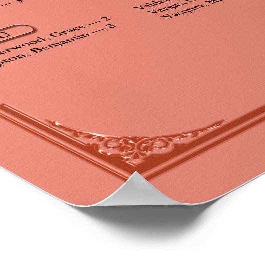 Terracotta Rust Alphabetical Wedding Seating Chart Poster (Ecke)